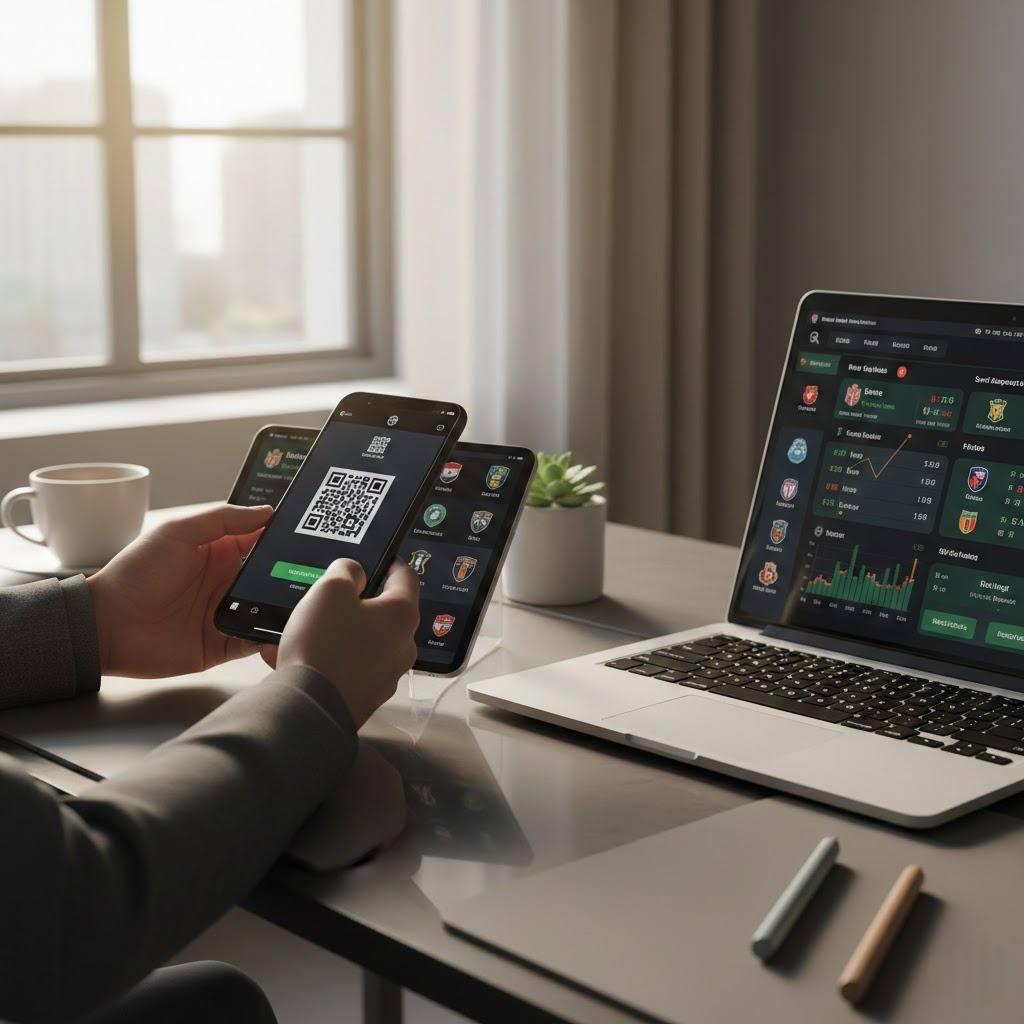 Situs sport terpercaya dengan deposit QRIS menampilkan dashboard taruhan olahraga modern dan transaksi digital aman 12Hoki